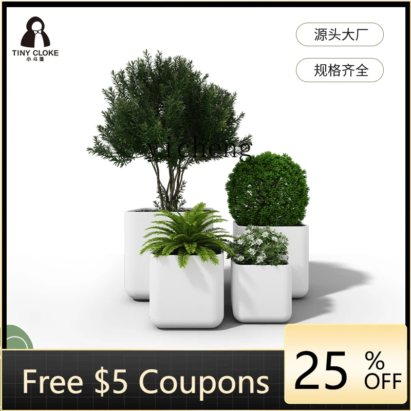 

YFY small cloak fiberglass balcony large flower pot combination square courtyard outdoor flower planter