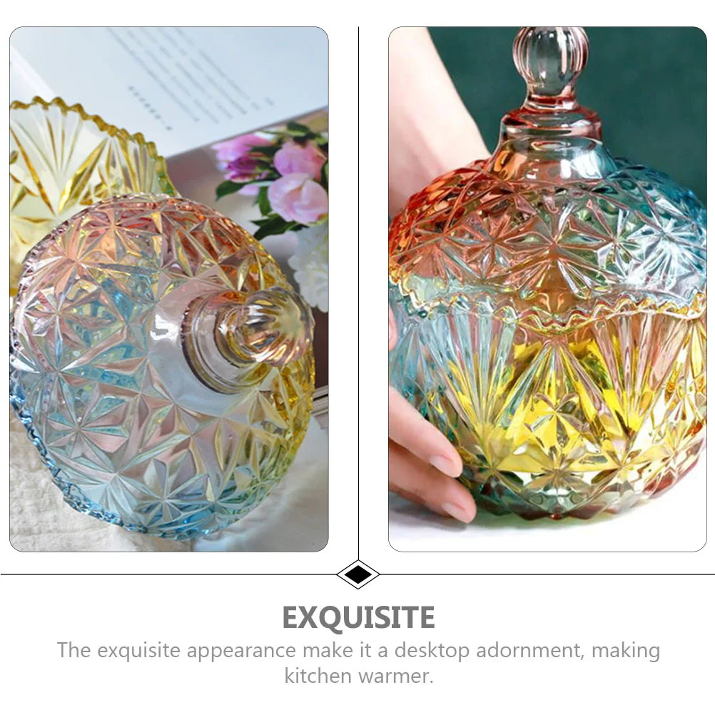 

Colorful Candy Jar Glass Storage Can with Lid for Dry Food Tea Coffee Kitchen Pantry Organizer Home Supplies Candy Container