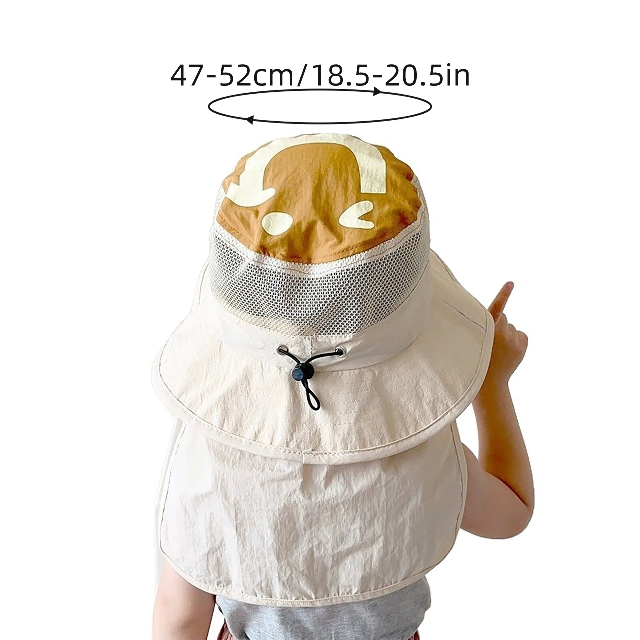Summer Baby Sun Hat Outdoor Sunscreen Beach Cap with Shawl Cute Cartoon Neck Protection Bucket Hat Kids Panama Caps view 4