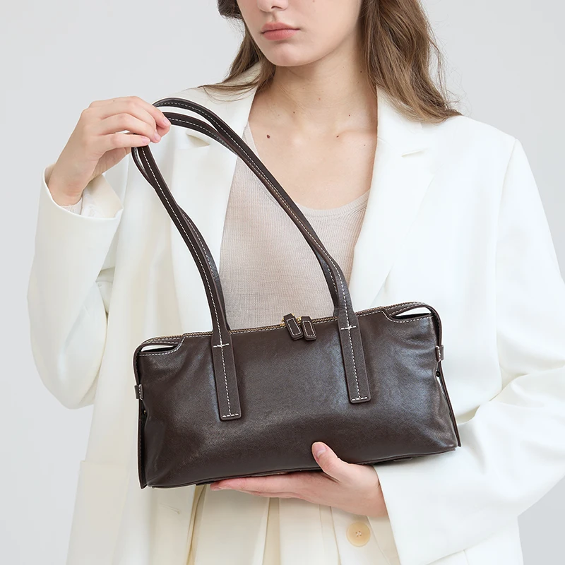 Women's Bag 2026 Genuine Leather Handbag Luxury Brand Shoulder Bags For Ladies Cow Leather Fashion Baguette Underarm Bag Female