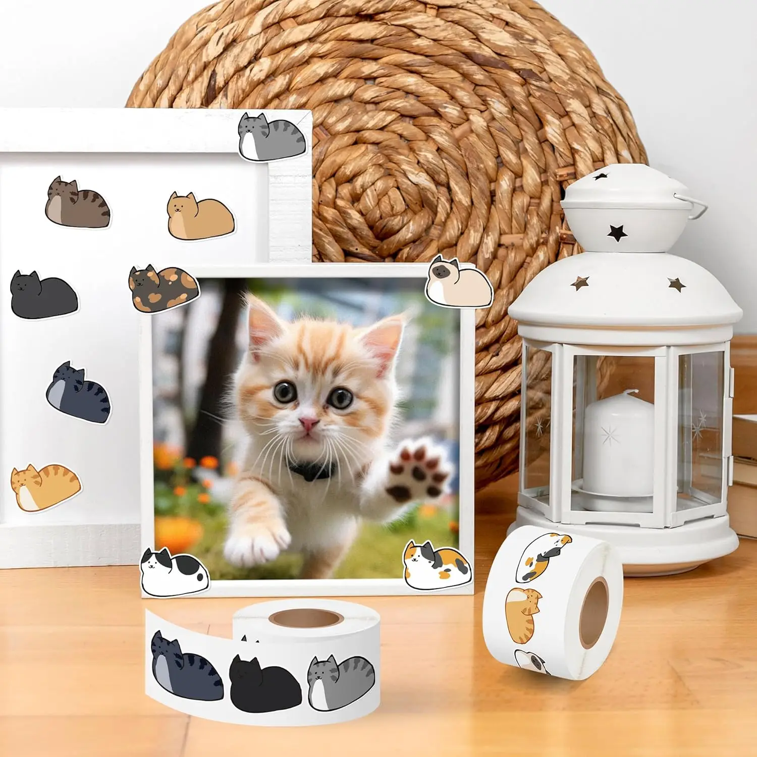 500 قطعة من ملصقات القطط العلوية، 1 لفات من شارات الفينيل المقاومة للماء على شكل قطة كرتونية، حزمة ملصقات لطيفة لأجهزة الكمبيوتر المحمولة وزجاجات المياه وأعياد الميلاد #6