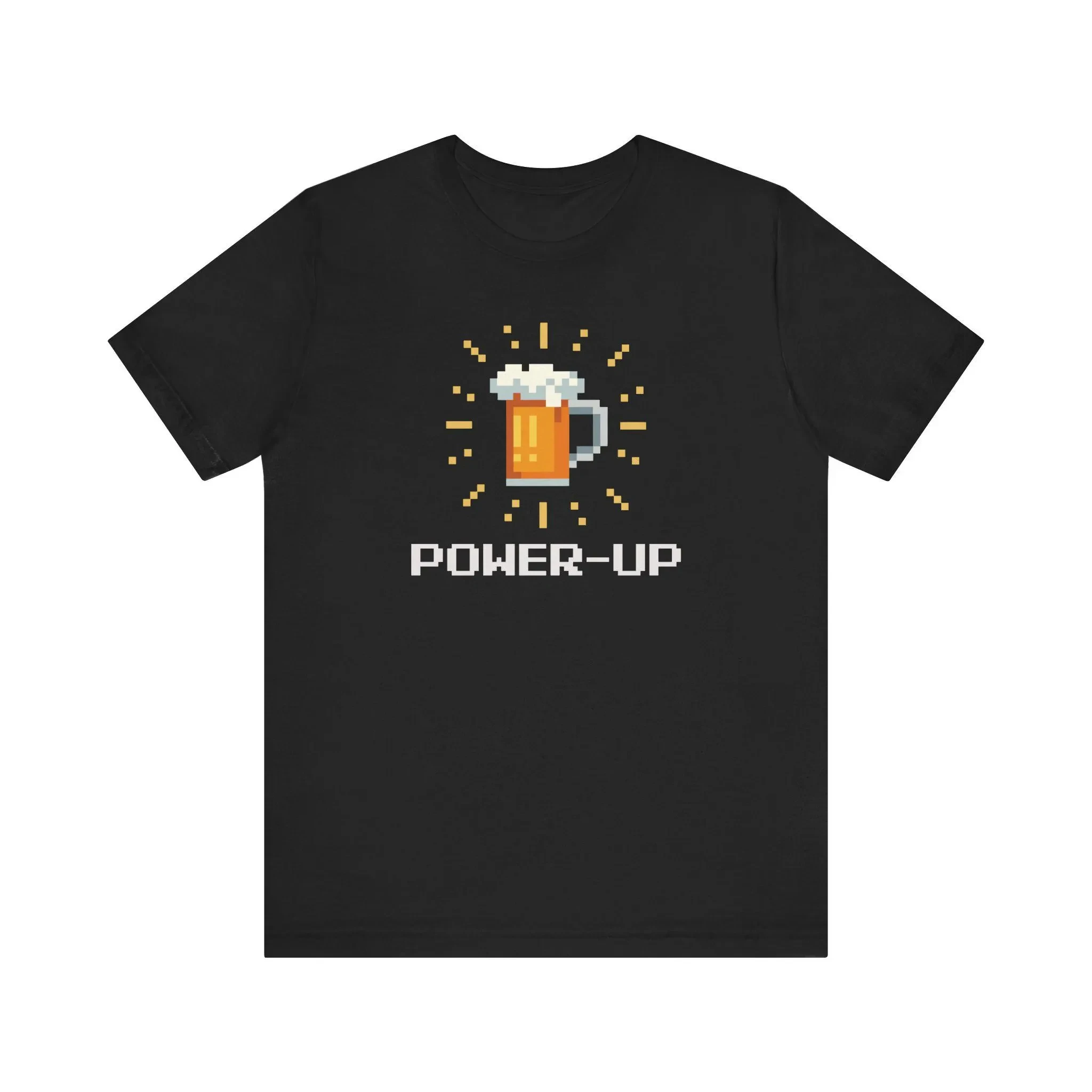 Beer Power Up T Pixel Art Shirt Drinking Gamer Tee Retro Arcade Videojuego Camisa Geek Humor Regalo para amantes de la cerveza y fanáticos de la Arcade