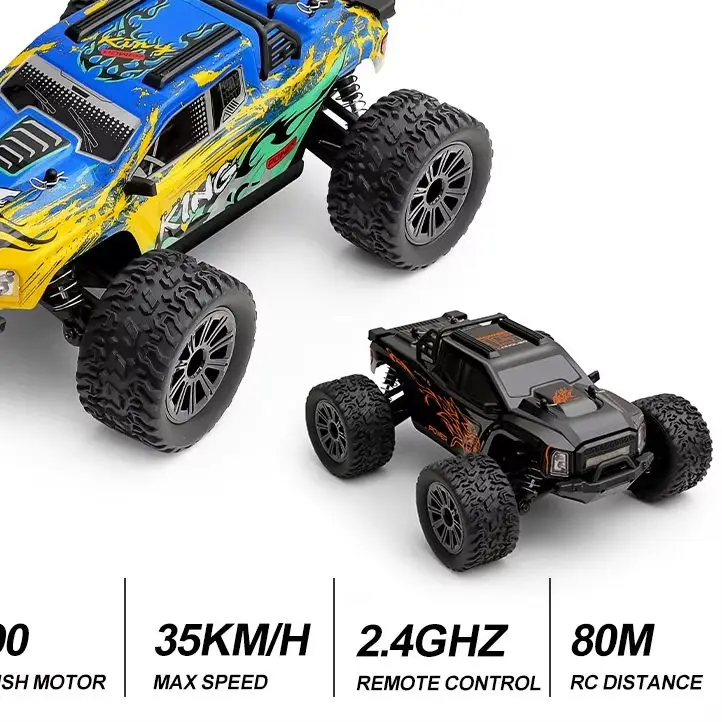WLTOYS 1/16 Scale RC Car 35KM/h 4WD Off-Road Vehicle 2.4GHZ 1500mAh Battery 80M Remote Control Brushed Truck RC Parts