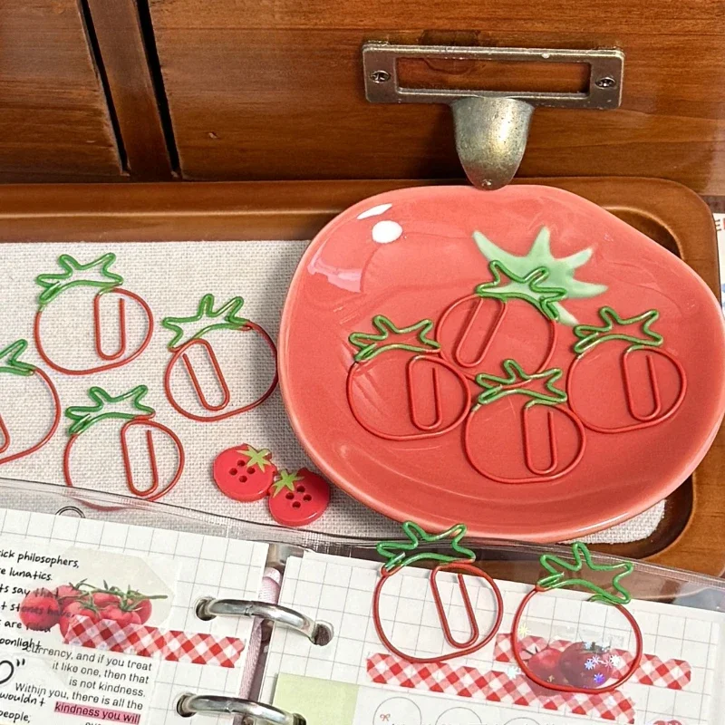 10/20 قطعة الأحمر الرجعية اليابانية ورقة كليب الطماطم الفراولة الكرز قصاصات الورق كليب كتاب صفحة مذكرة مقاطع ثابتة لوازم الطلاب