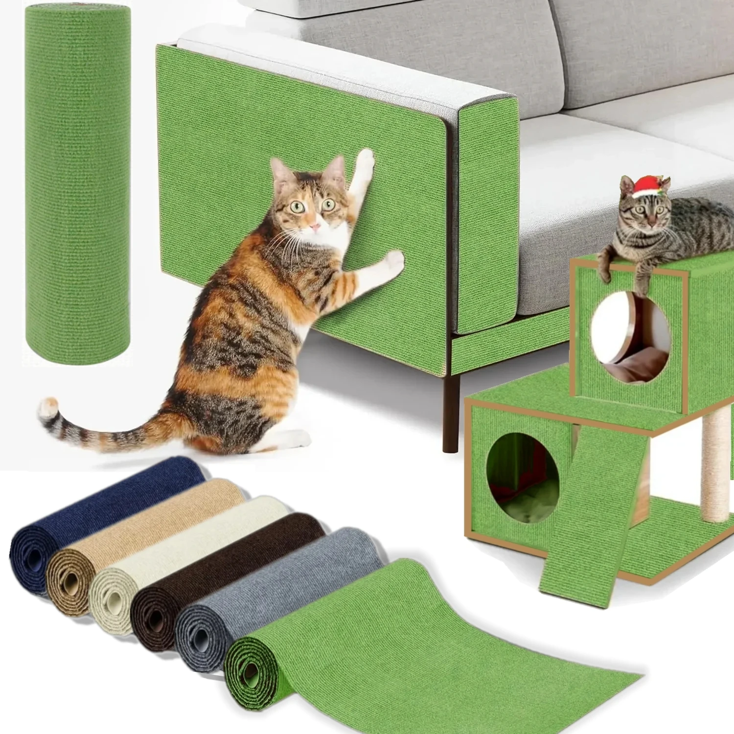 8 Colors Cat Scratcher Sofa Protector Cats Scratcher Pad Board Protection Trimmable Self-adhesive Carpet DIY Cat Scratch Mat
