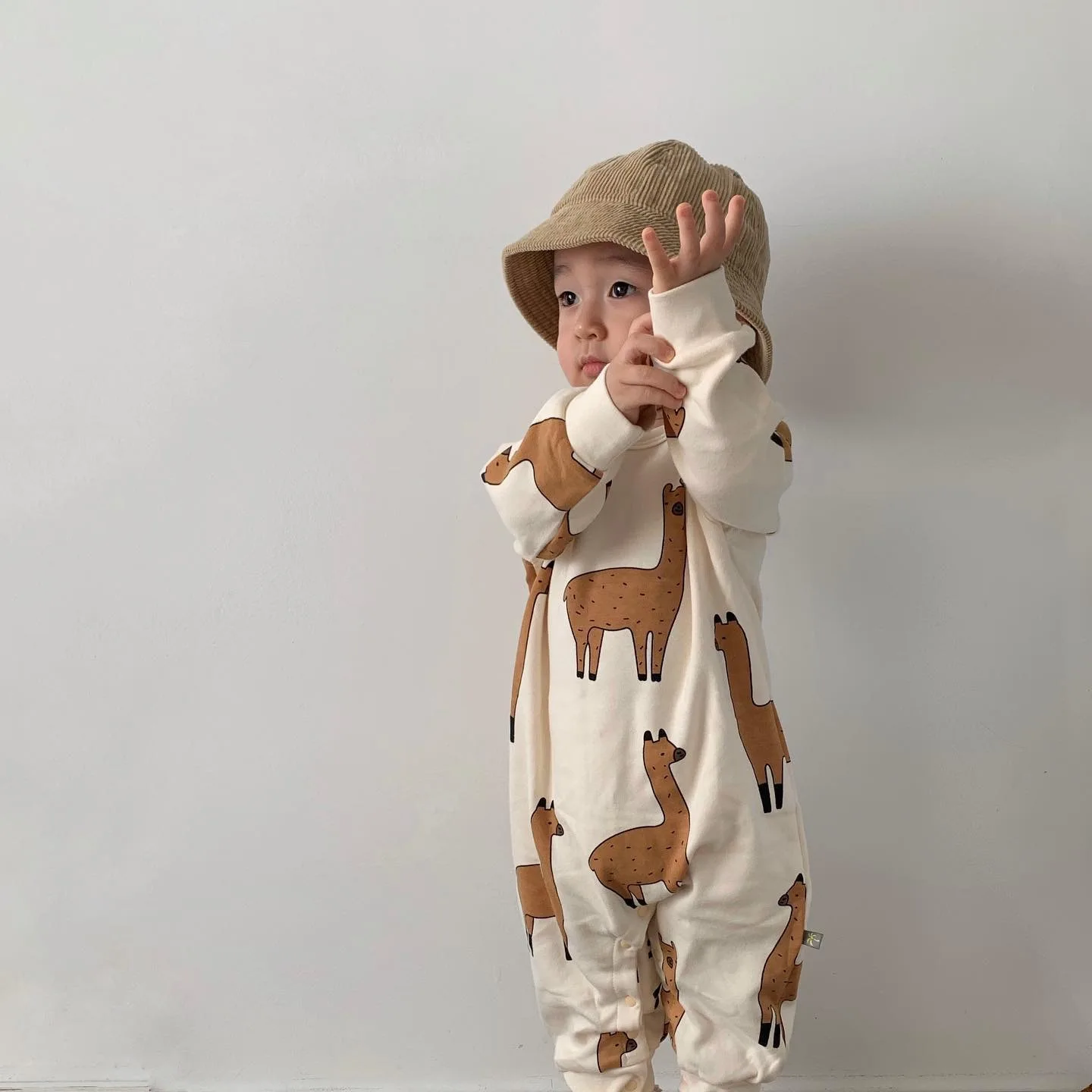 Infant Homewear Romper Boy Cool O-neck Personality Alpaca Jumpsuit Toddler Girl New Cotton Rompers One Piece Kid Outfits