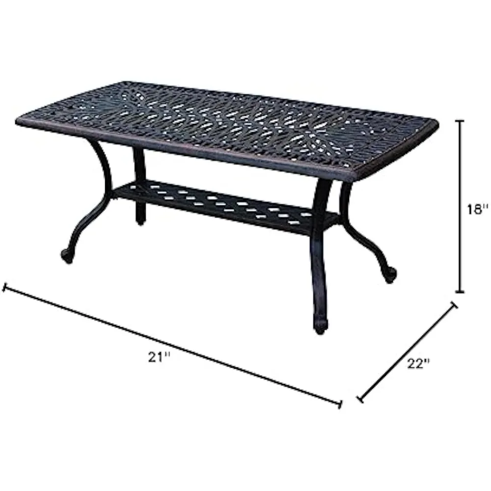 Elisabeth Antique Bronze Rectangular Aluminum Coffee Table, 21" x 42"