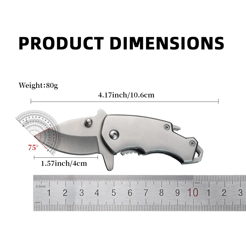 2024 new Outdoor survival knife stainless steel mini folding shark knife keychain bottle opener