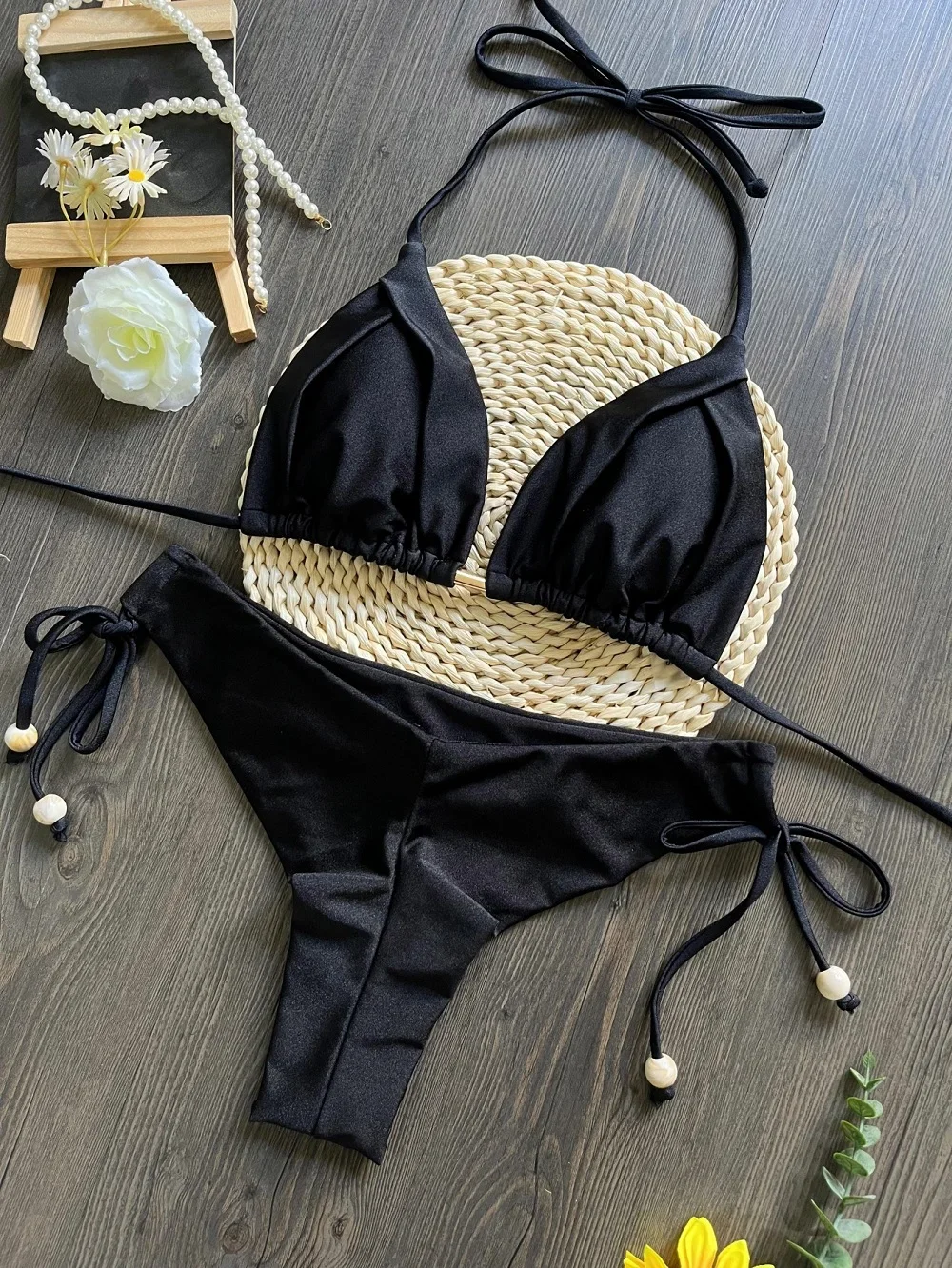 Conjunto de Bikini Bandage con cuerda trenzada para mujer, traje de baño Sexy de dos piezas, traje de baño triangular, bikinis brasileños