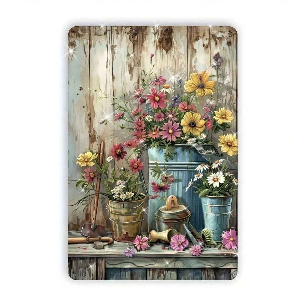 

ZIBO Vintage Metal Tin Sign, Rustic Garden Wall Art Decor, 8x12 Inch Durable Floral Gardening Tool Plaque