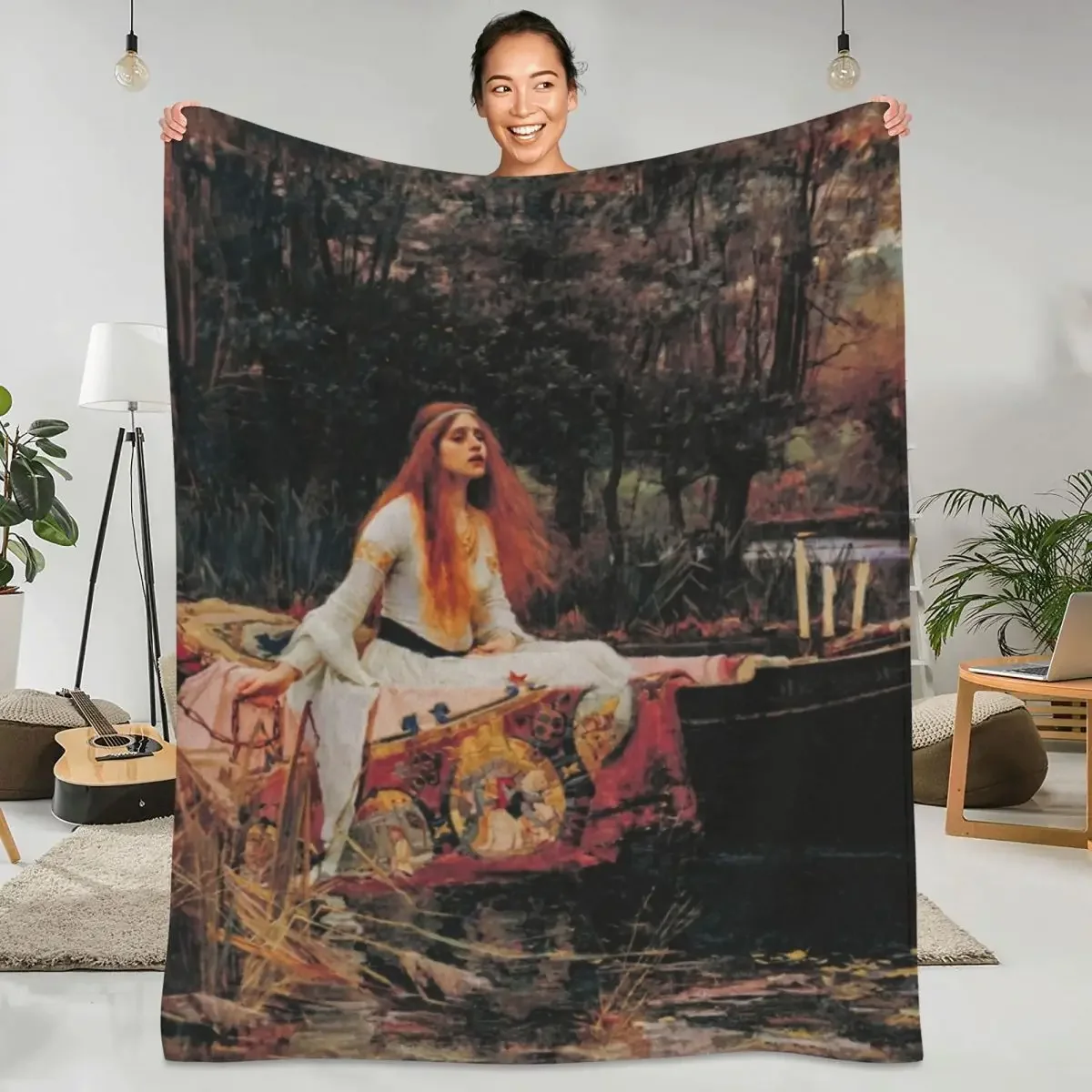 The Lady Of Shalott By John William Waterhouse Blanket Fantasy Office Flannel Throw Blanket Warm Chair Sofa Bed Bedspread Gift