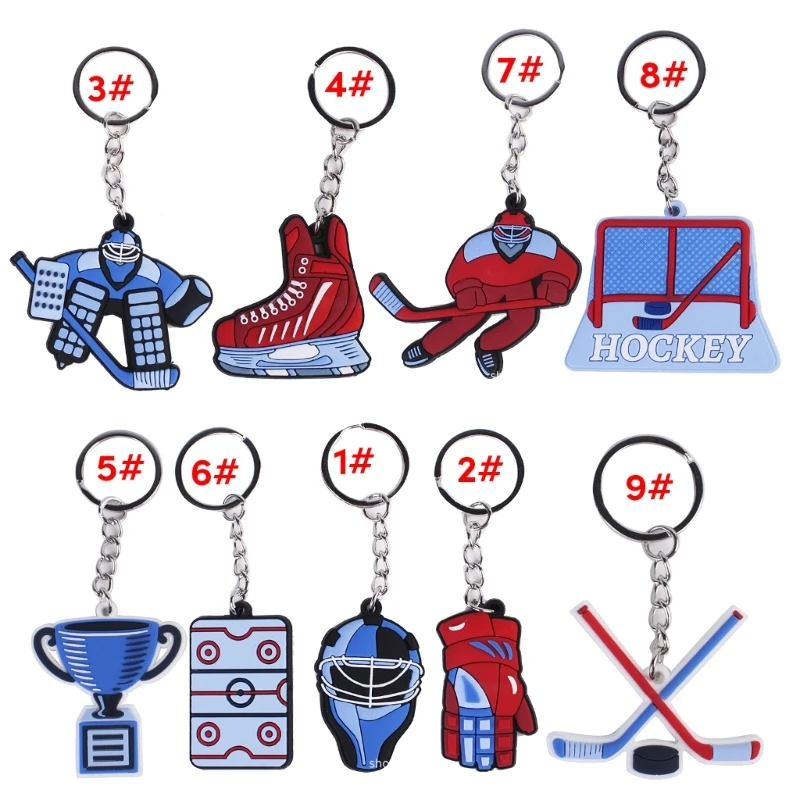 Ice Hockey Sports Pendant Keyring Cartoon Winter Sports Charm Keychain Car Keys Holder Bag Pendant Handbag Accessories