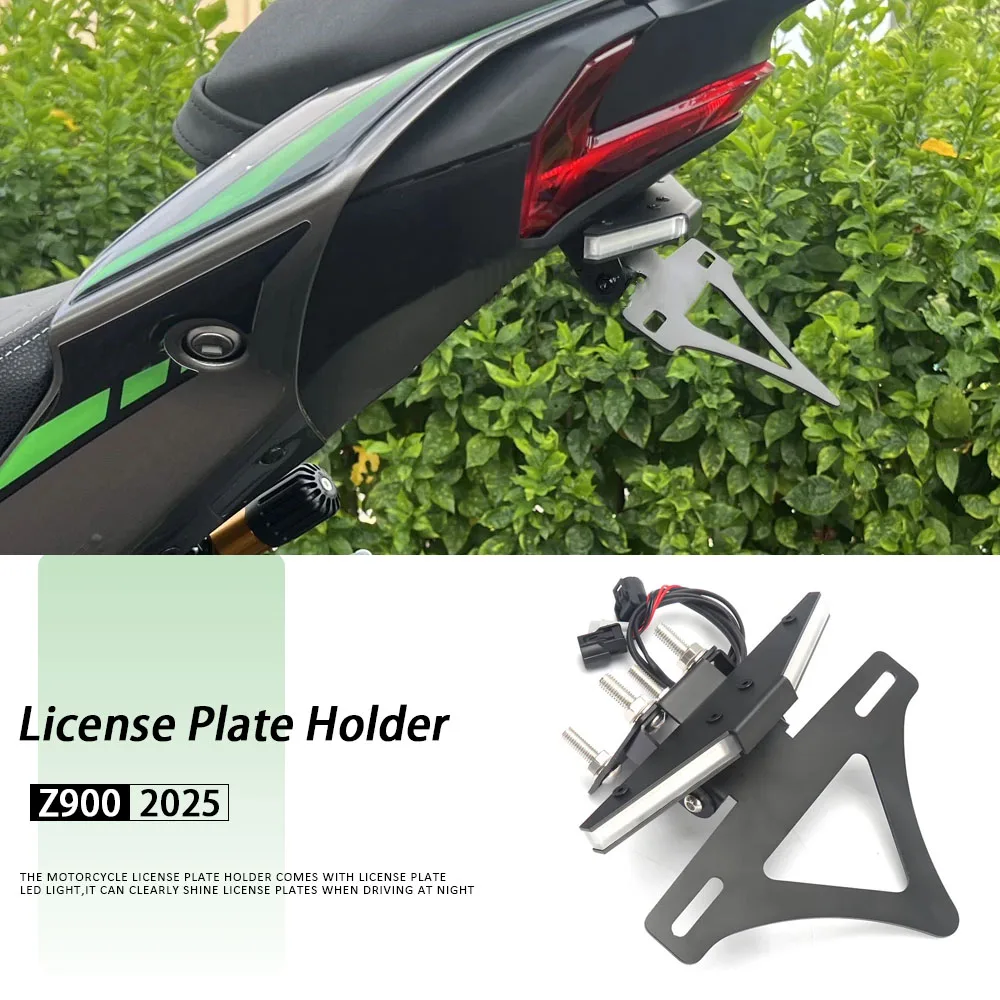 

For KAWASAKI Z 900 Z900 z 900 2025 License Plate Holder Motorcycle Tail Frame Bracket LED Number Light Fender Eliminator
