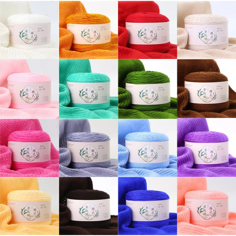 100g süt pamuk yün örgü için 10-Strand el dokuma pamuk orta kaba bebek yün tığ Scarfcoat kazak