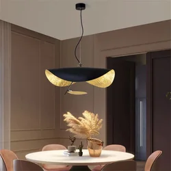 Modern Curved Surface Chandelier for Living Room Restaurant Kitchen Flying Saucer Hat Art Indoor Pendant LED Lighting Decor