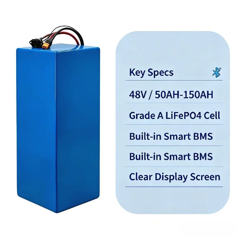 48Vtorage Unit 50Ah To 150Ah Built In Intelligent BMS With Display Screen Fit For Electric Bicycle Scooter And Backup Power Equi