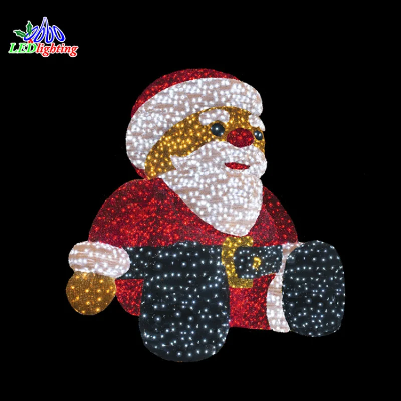 

Custom. hight quality Lights outdoor 3D reindeer motif light Santa Claus with sleigh for garden decoration