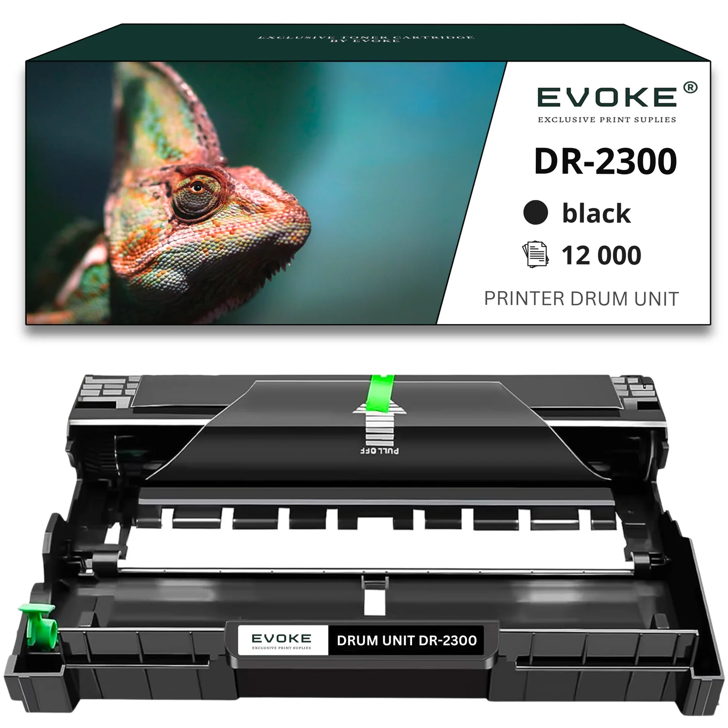 Evoke Compatibele Trommel voor Brother Dr-2300 Dr2300 Zwart 12000 Pagina's Hl-L2300D L2320D Mfc-L2700Dw Dcp-L2520Dw