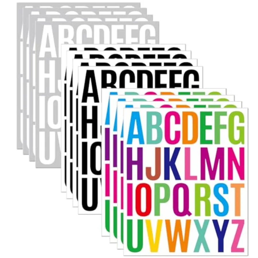 12 Sheets Letter Sticker, 312 PCS Alphabet Stickers Waterproof Alphabet, Self Adhesive Letters Kit Mailbox Sticker Vinyl Letter