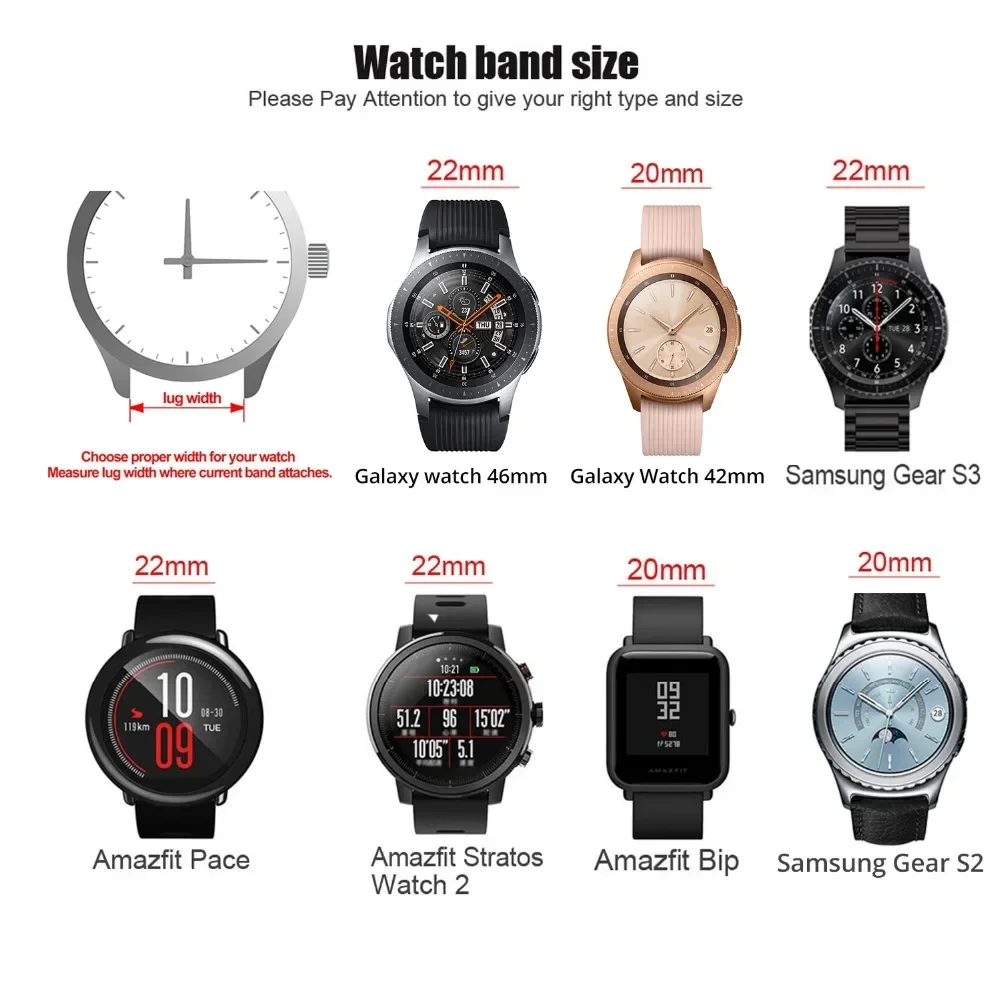 22mm Leather Band for Samsung Galaxy Watch 6 5 4 40mm 44mm  6Classic 20mm Quick 18mm 24mm High Quality Strap for Huawei Watch GT