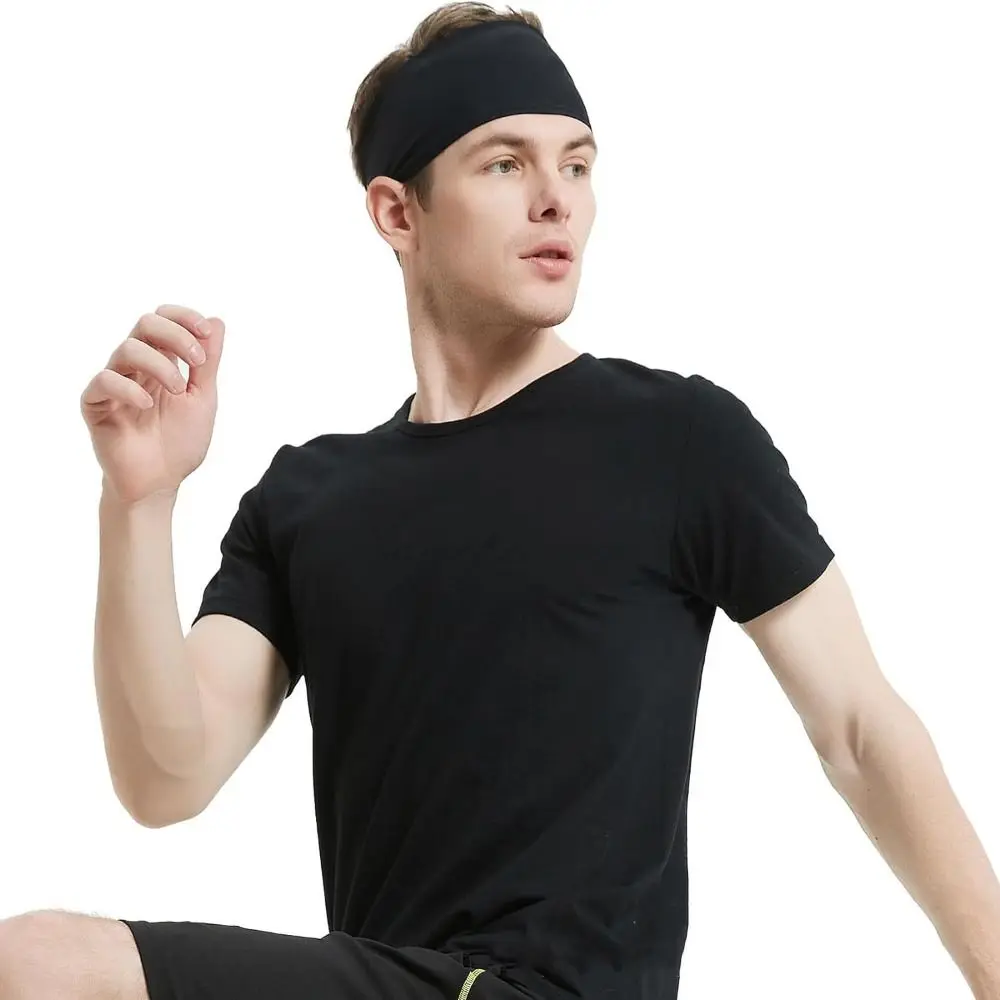 Moisture Absorbing Workout Headbands for Men Non Slip Quick-Dry Stretchy Sweatband Breathable Elastic Men‘s Sports Hairband