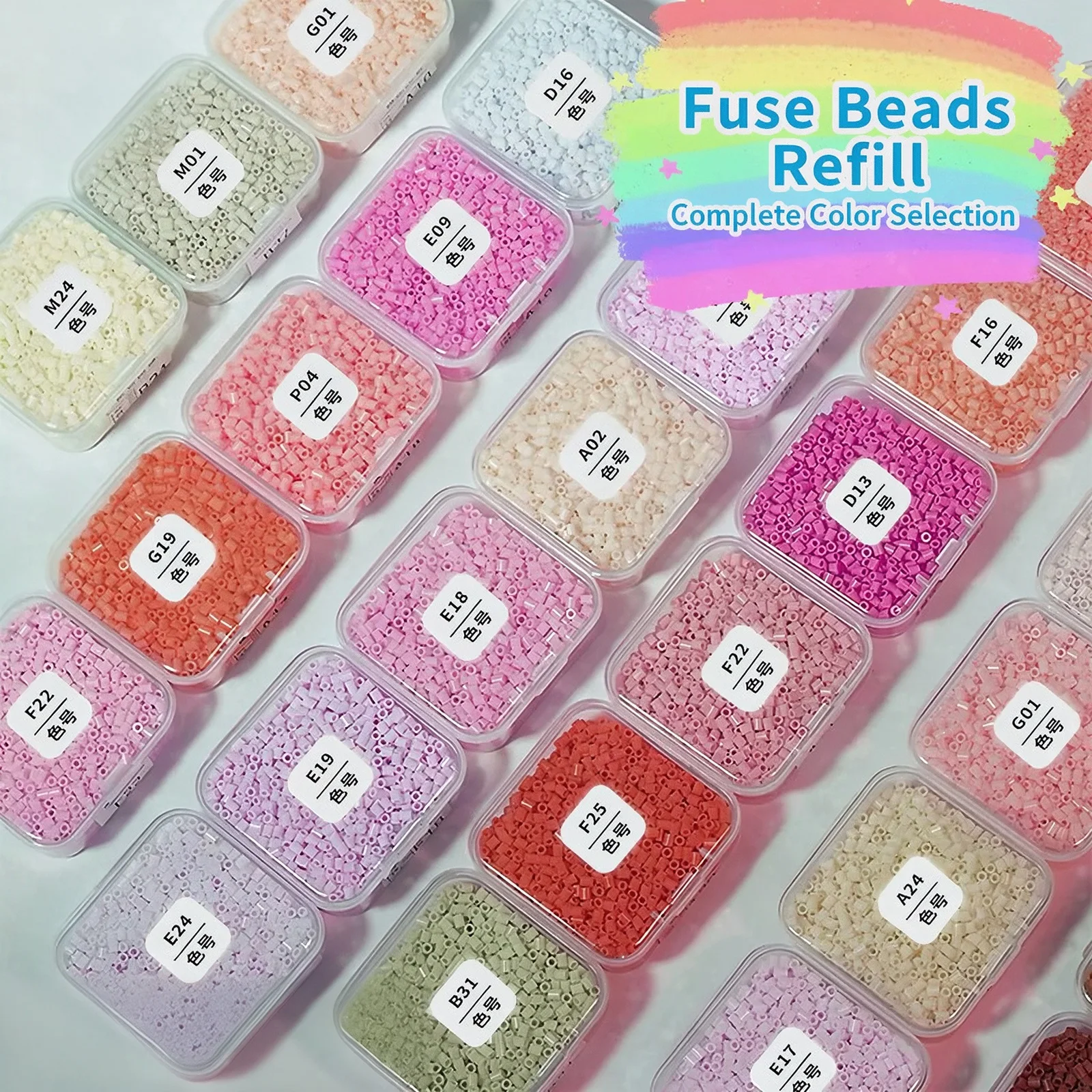 Mini Fuse Beads Set 2.6mm 9 Colors Ironing Melty Beads Pixel Art DIY Craft Kit Gift for Mini Pegboard Refill Handmade Adults