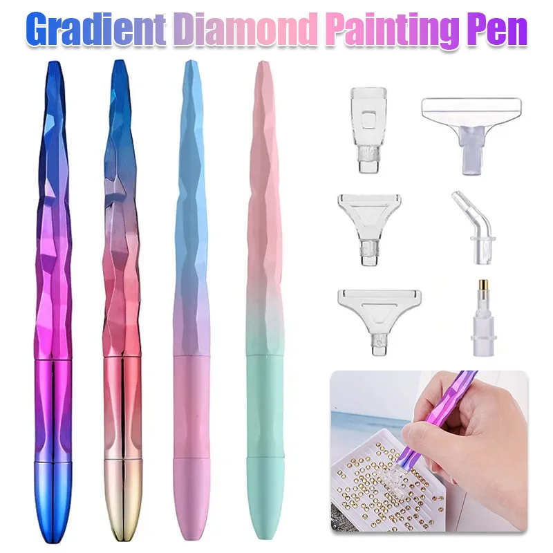 Gradient Diamond Painting Pen Set with 6 Pen Tips, DIY Art Craft Accessories, Christmas Gift for Painting Lovers