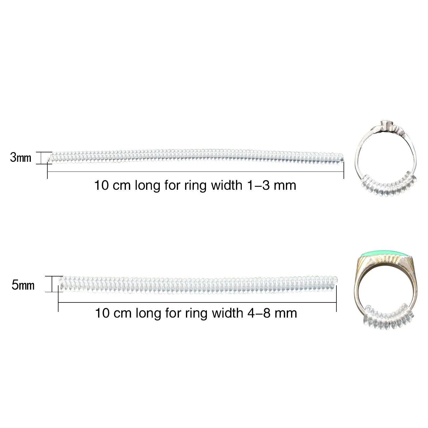 Ring Size Adjuster for Loose Rings 2 Sizes - Jewelry Sizer, Mandrel for Making Jewelry Guard, Spacer, Sizer, Fitter - Spiral Sil