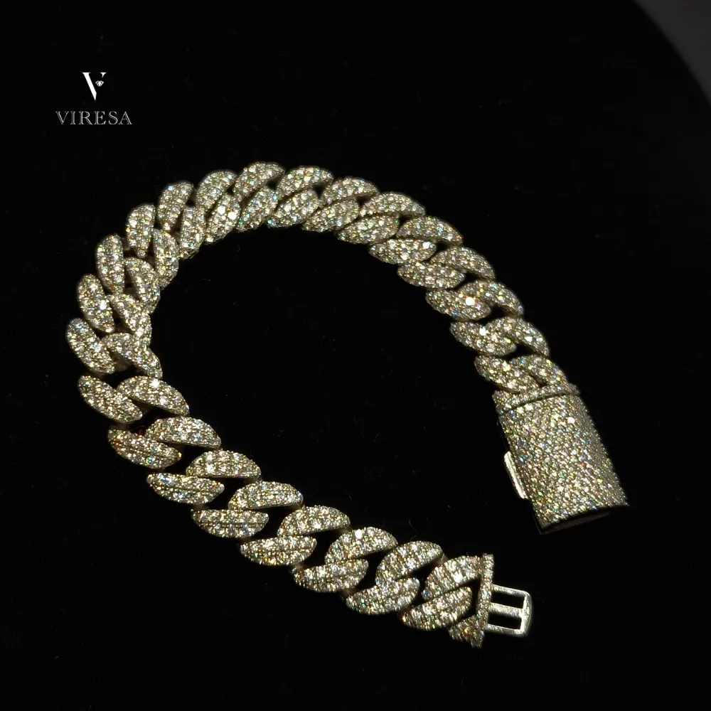 

925 Silver Hip-Hop Style Cuban Chain Cross-Border Fashionable Moissanite Tennis Chain Necklace
