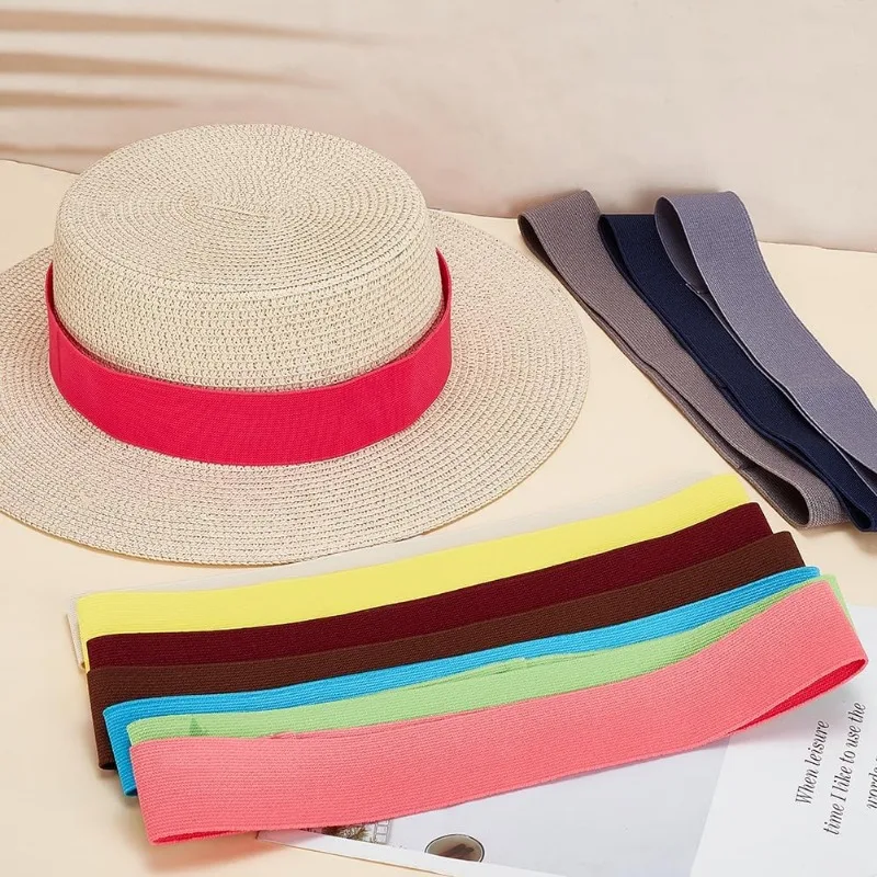 12 Colors Stretchable Hat Band Ribbon 12pcs Elastic Hat Band Ribbon Panama Hat Band Western Cowboy Hat Bands for Replacement