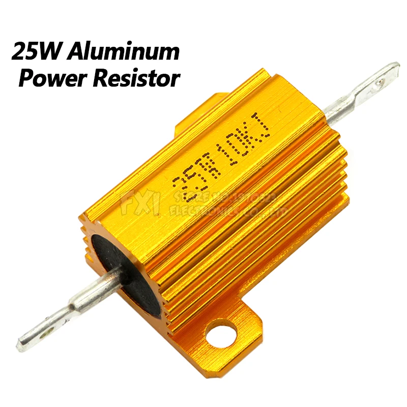 

25W Aluminum Power Metal Shell Case Wirewound Resistor 0.01 ~ 30K 1 2 3 5 6 8 10 20 100 150 200 300 500 1K 10K ohm Igmopnrq RX24