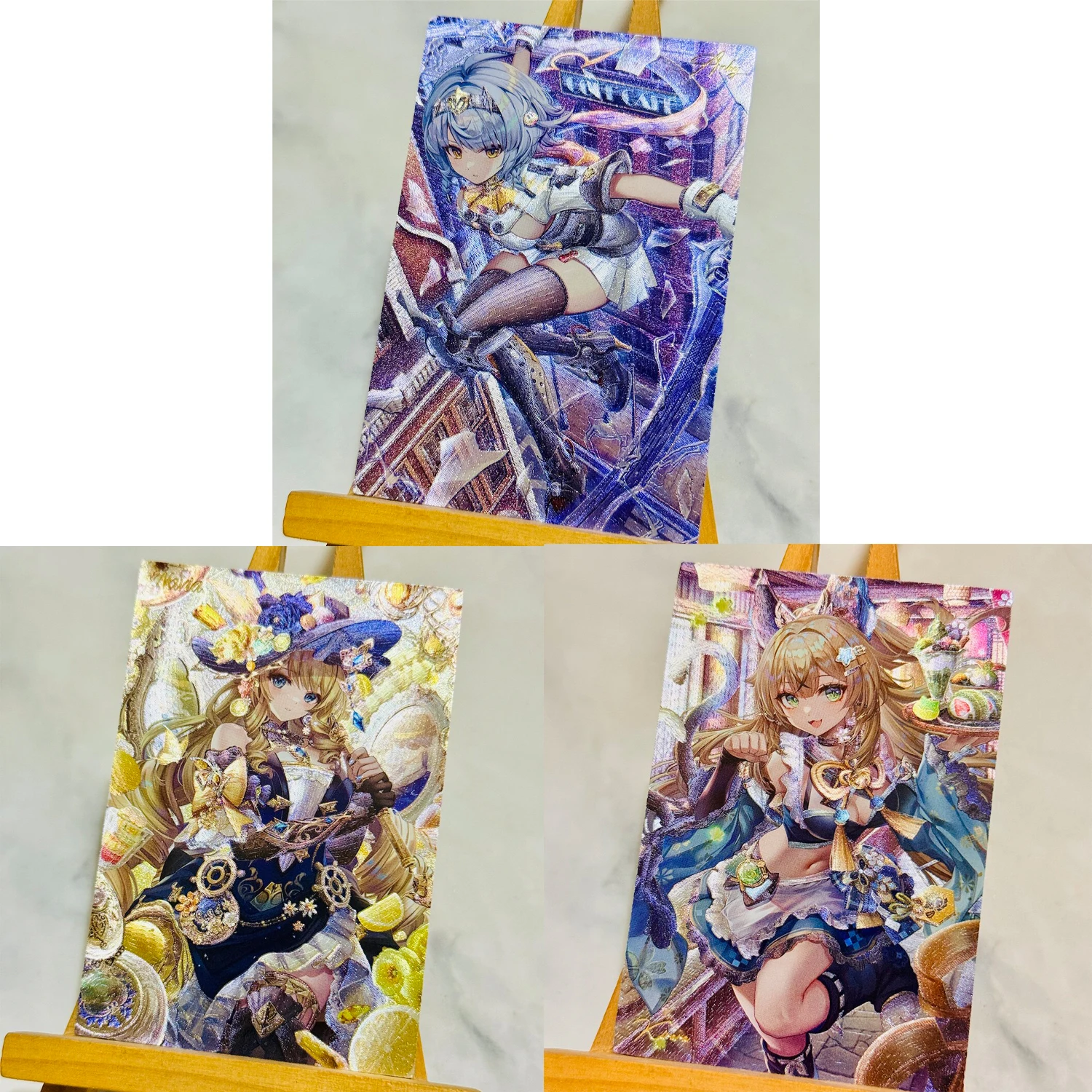 3Pcs/set Diy Self Made Genshin Impact Skirk Lisa Minci Collection Card Coarse Flash Eula Lawrence Keqing Anime Cards Gift Toys