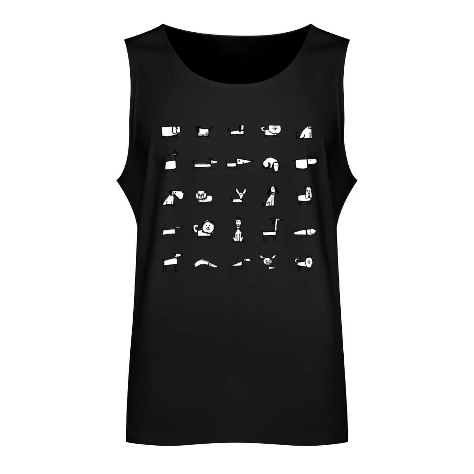 Funny Dogs collection, different breeds. Sketch black and white style. Tank Top summer clothes men 2024 Short sleeve