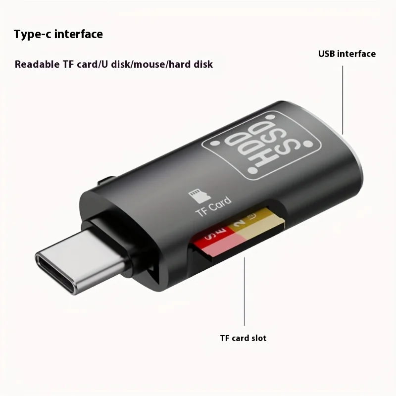 

Адаптер устройства чтения карт OTG USB-C 3.0, совместимый с устройствами Type-C, поддерживает SD/MicroSD, батарея не требуется, Plug and Play