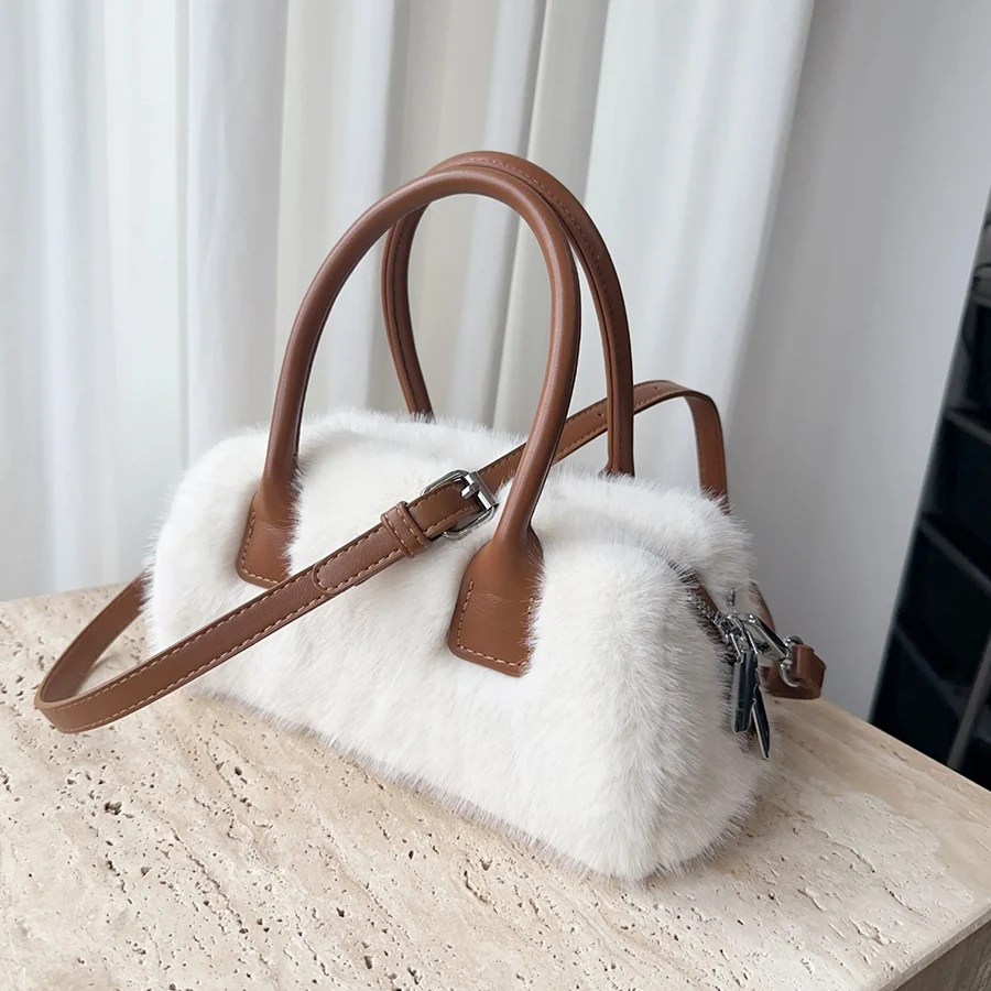 Сумка через плечо из искусственного меха, женские сумки из искусственной норки, осенне-зимняя модная плюшевая сумка-тоут Bolso Mujer