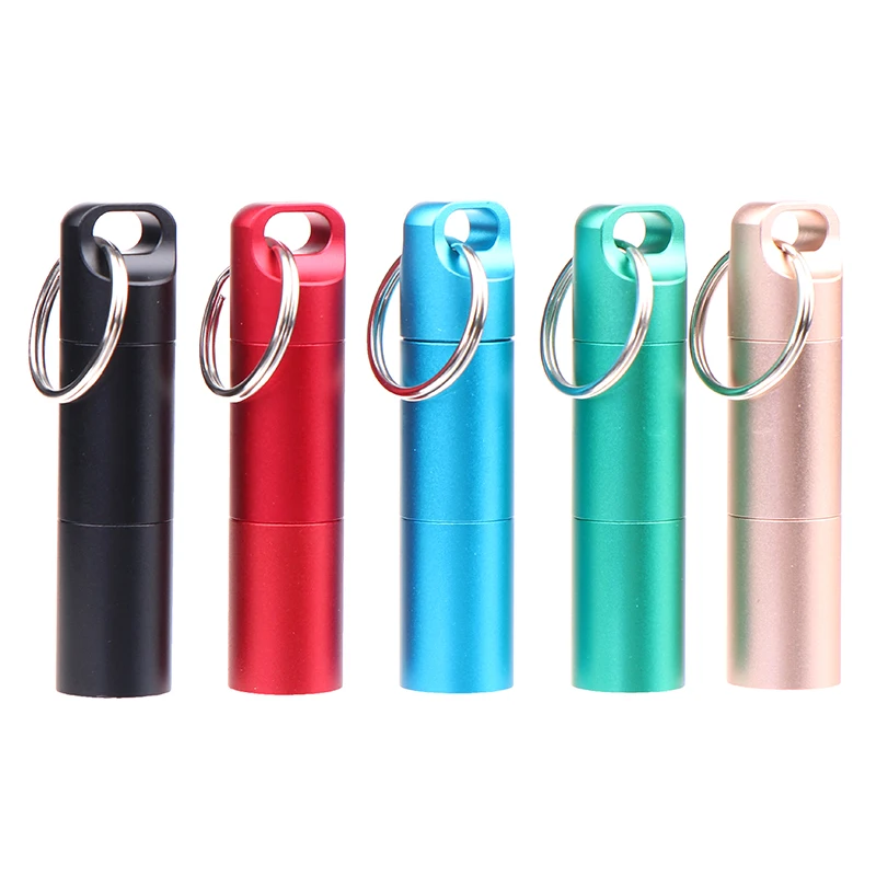 Aluminum Alloy Airtight Pill Container Bottle Portable Outdoor EDC Single Chamber Capsule Holder Waterproof Medicine Case Box