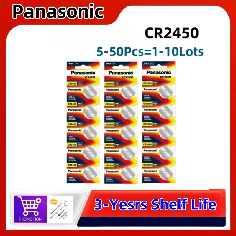 

5-50pcs Original Panasonic CR2450 Watch Buttom Battery 5029LC ECR2450 BR2450 CR 2450 3V 600mAh Lithium Coin Cell Batteries