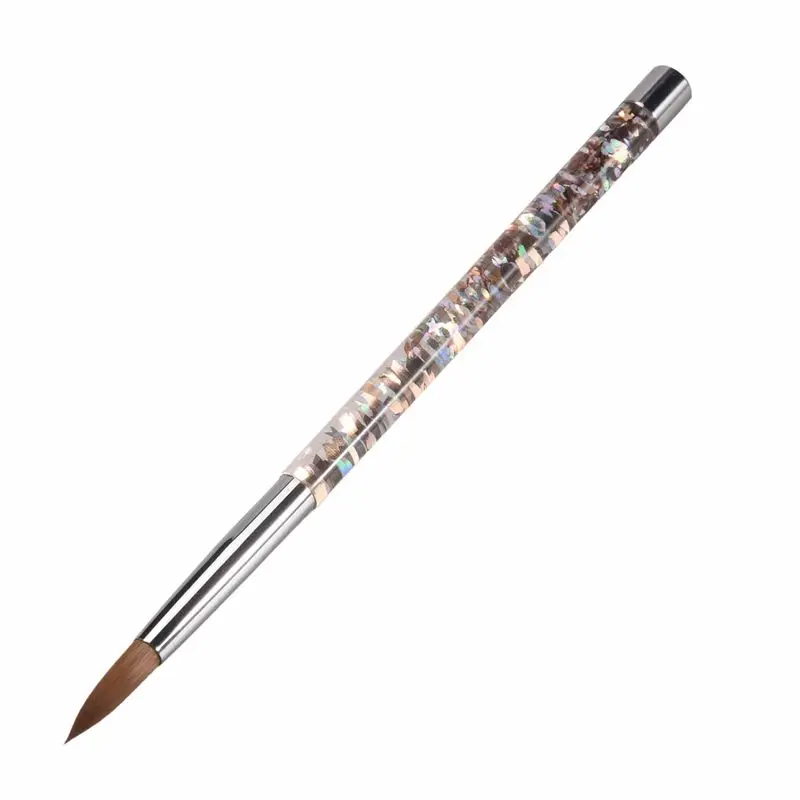 ABIT 1Pc Rose Gold Kolinsky Sable Acrylic Nail Brush With Liquid Flow Glitter Nail Art Brush For Nail Art Tool