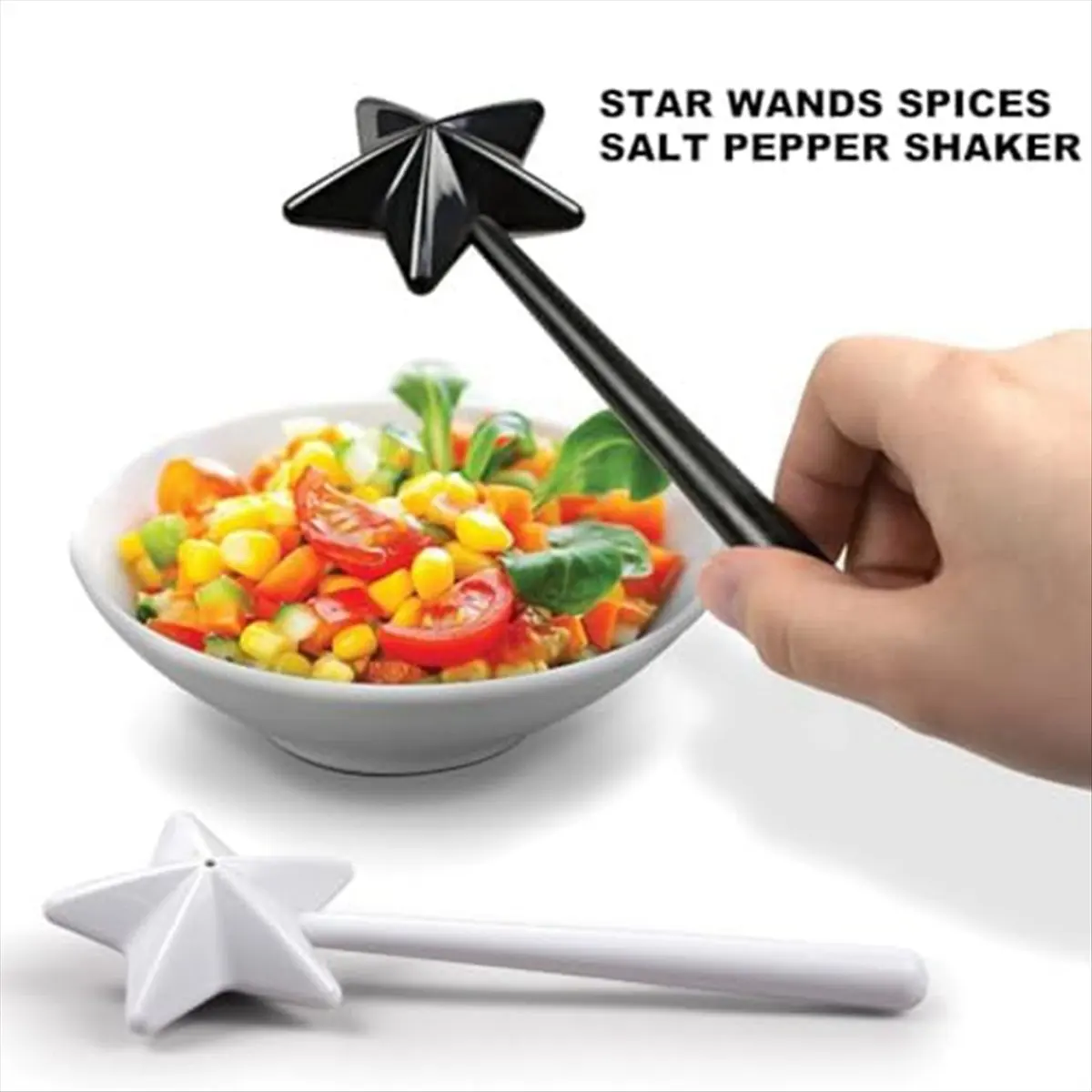 Salt and Pepper Shaker Salt and Pepper Wand Shakers, Black and White and Pink, Star Wand Salt &LICG