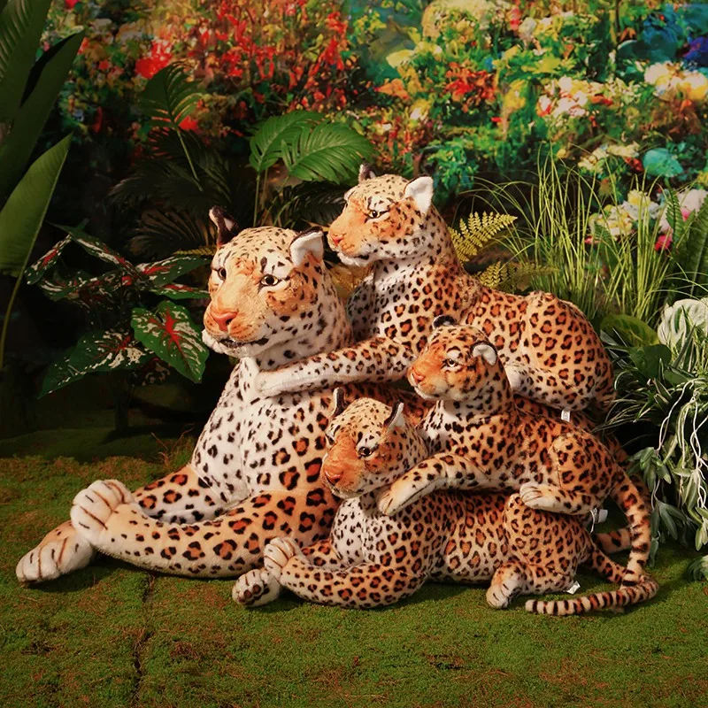 170cm Lifelike Leopard Plush Toys Soft Stuffed Animals Giant Real Life Dolls High Quality Cheetah Model for Kids Gift Room Decor