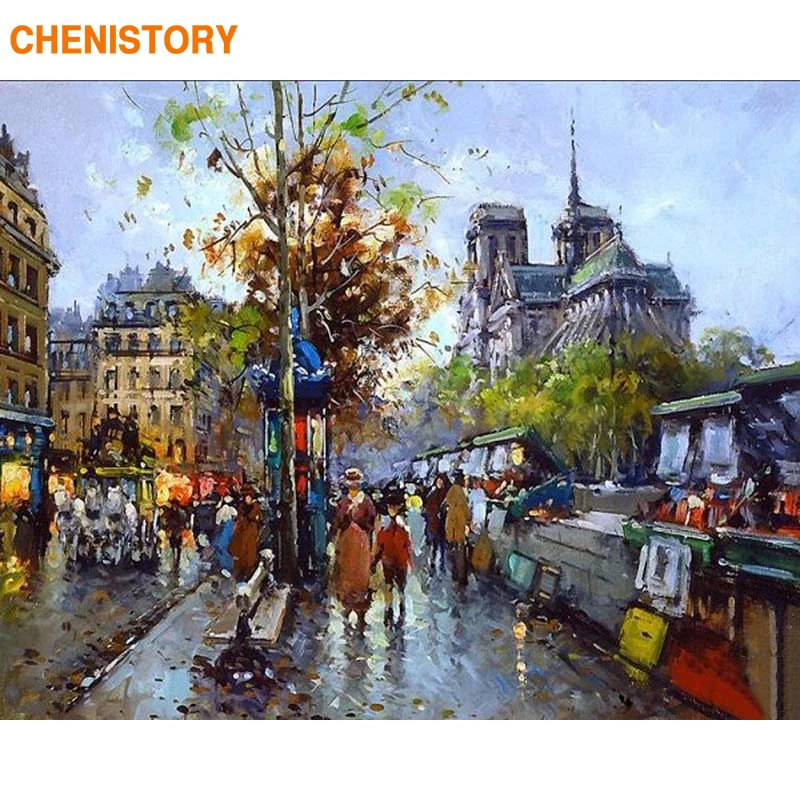 

CHENISTORY Diy Painting By Numbers Home Decor Wall Art Picture Acrylic Paint On Canvas Handpainted For Living Room Europe City