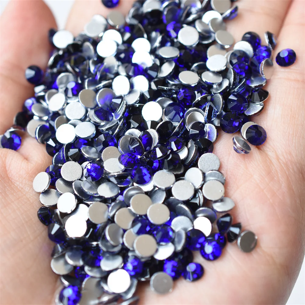 1440PCS SS4-30 Royal Blue Glass Nail Art Decorations Non Hotfix Flat Back Rhinestones Stones Crystals Strass DIY Garment