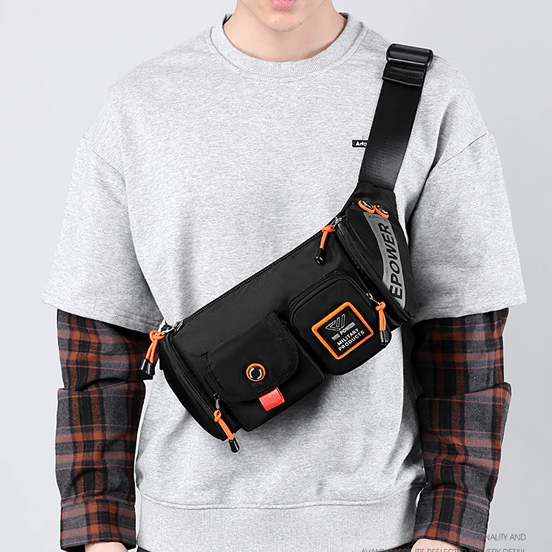 Men Waist Fanny Pack Bum Hip Sling Chest Belt Bag Multi-purpose Travel Climb Waterproof Nylon Male Cross Body Messenger Bags