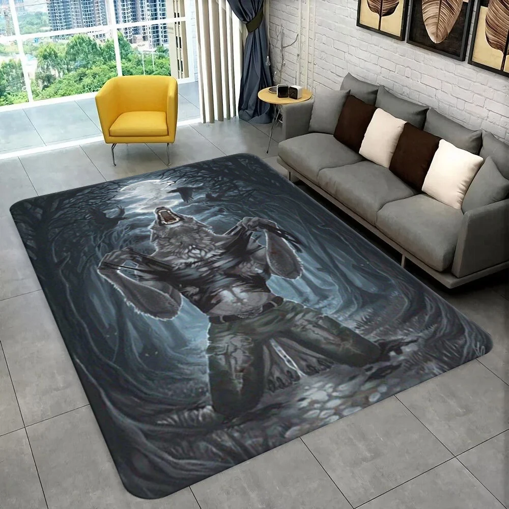 

Emo White Wolf Meme Area Rug,Carpet Rug for Home Living Room Bedroom Sofa Doormat Kitchen Decor,Kid Non-slip Floor Mats