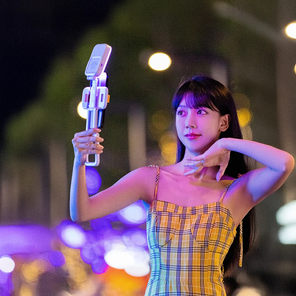 Comodo telefono a colori RGB Luce di riempimento Anello luminoso a LED portatile con treppiede Selfie Luce a LED Fotografia Luce per riprese video