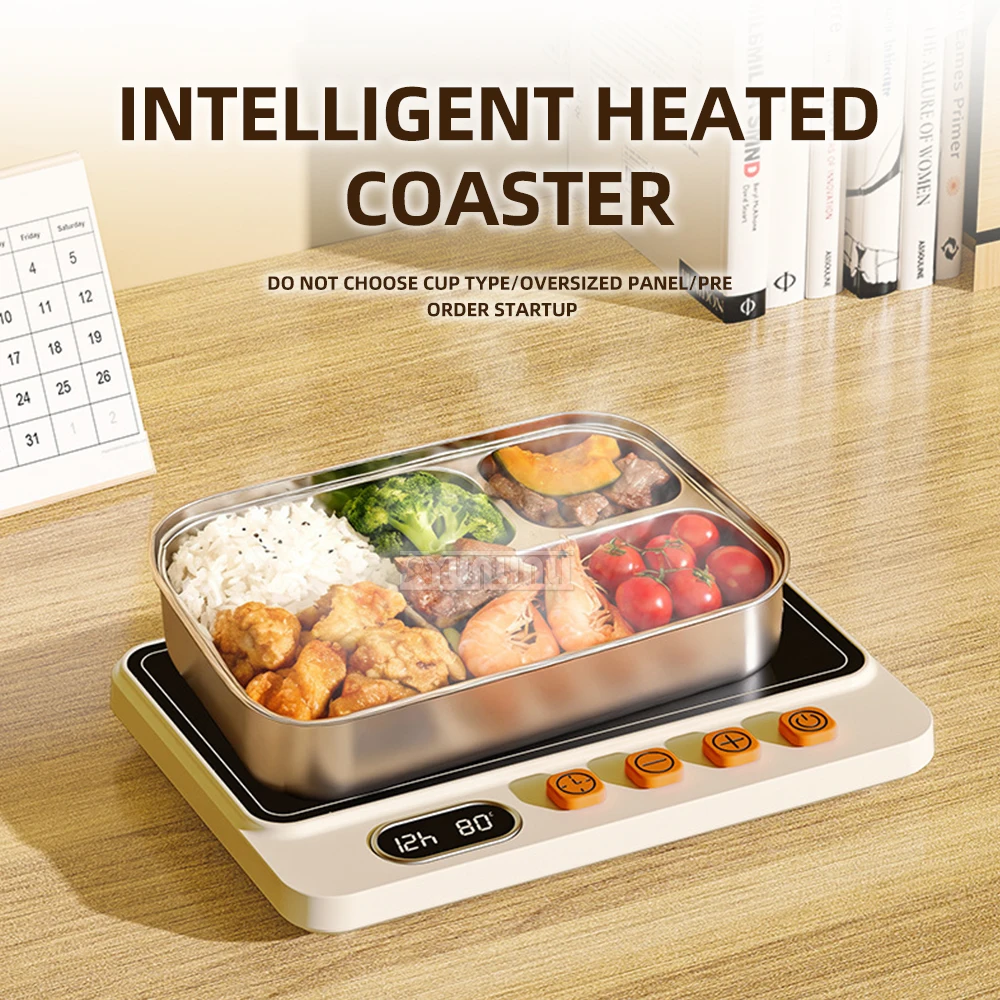 Plug-in Electric Food Warmer Board Adjustable Temperature Coaster Timer Function Tray Mat Warmth for Drinks