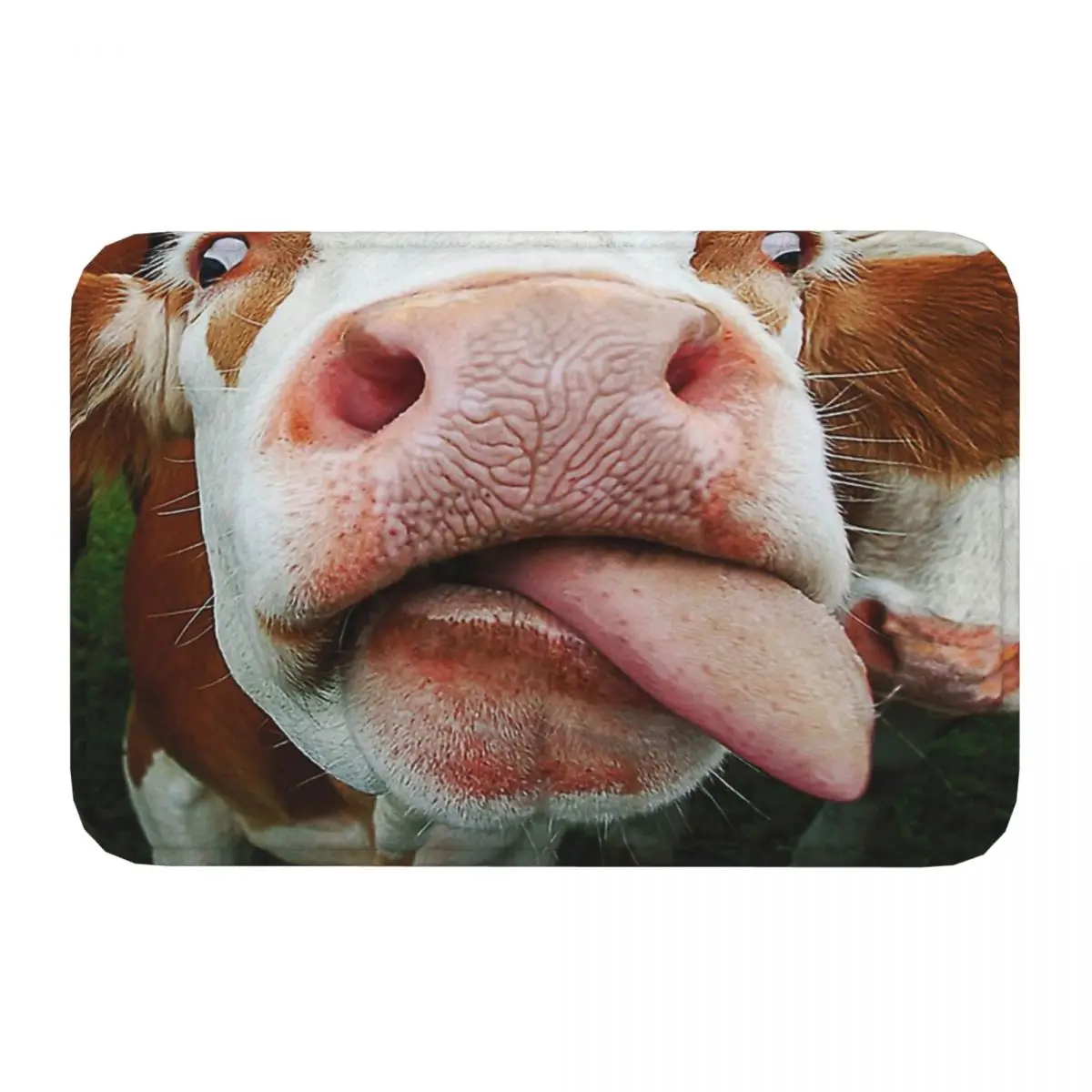 Mouth and Tongue Non-slip Doormat Cow Lover Funny Face Milk Pet Cute Animals Gifts With Tongue Licking Living Room Bedroom Mat