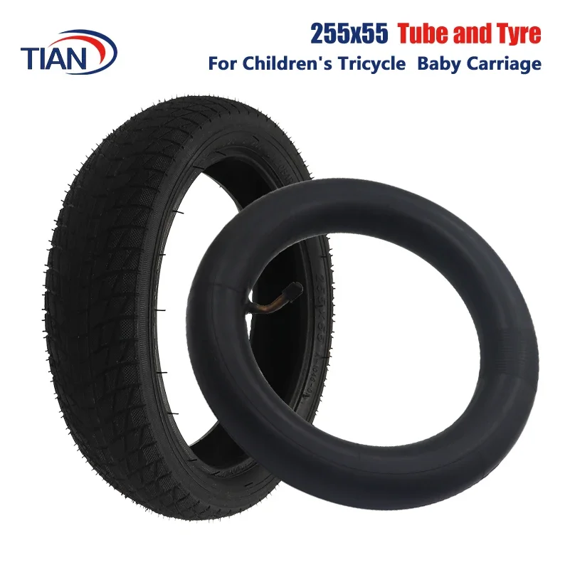 

10 Inch 255x55 Inner Tube Outer Tyre 255x55 Pneumatic Tire for Children's Tricycle Baby Carriage Accessories