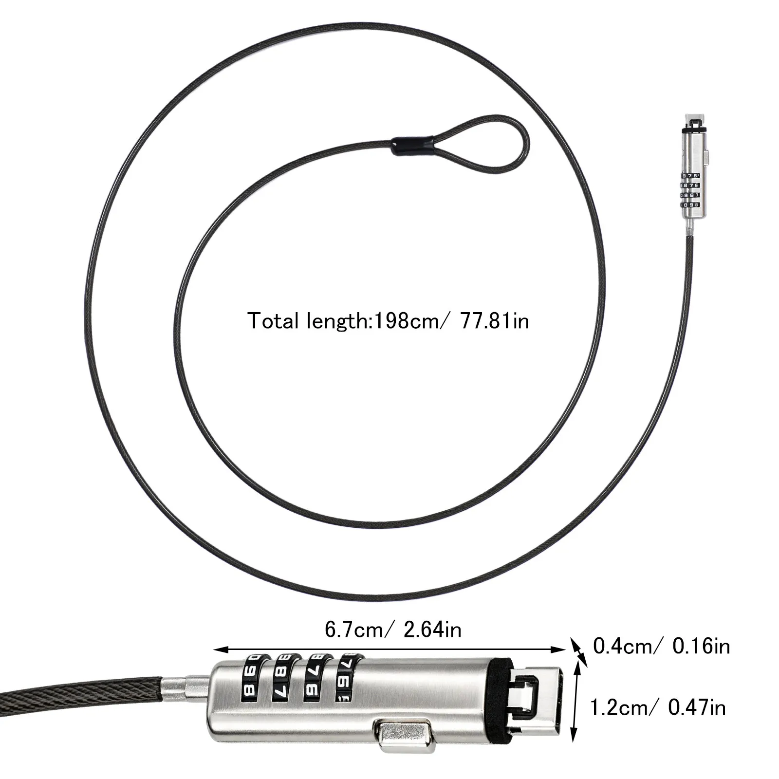 Laptop Numeric Password Lock Portable Alloy Cable Flexible 360 Rotation Anti-Theft Lock for Notebooks Laptop Locking Cable - view 6