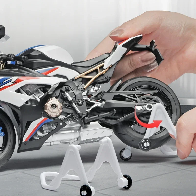 Modelo de motocicleta BMW S1000RR de gran tamaño, aleación fundida a presión, escala 1:9, luz de sonido, juguetes de motocicleta de Metal Collective, juguete para niños, regalo